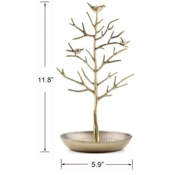 JEWELRY Tree Necklace Earring Holder Modern - Gold - Picture 3 of 7
